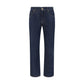 Blue Cotton Straight-Leg Jeans