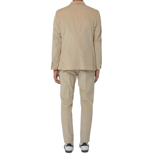 Beige Cotton Men Suit