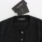 Elegant Gray Wool Cardigan Sweater