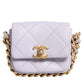 Blue Quilted Calfskin Framing Chain Flap Mini crossbody Bag