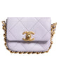 Blue Quilted Calfskin Framing Chain Flap Mini crossbody Bag