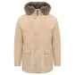 Beige Nylon Men Jacket with Fur-Trimmed Hood