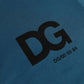 Blue Logo Cotton Round Neck Short Sleeves T-shirt