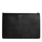 Black Leather #DGFAMILY Embellished Men Zip Pouch Bag