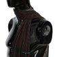 Black Red Viscose Foulard Branded Scarf