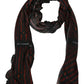 Black Red Viscose Foulard Branded Scarf