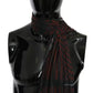 Black Red Viscose Foulard Branded Scarf