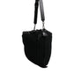 Black Cashmere Knitted Leather Shoulder Bag
