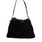 Black Cashmere Knitted Leather Shoulder Bag
