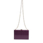 Purple Leather Clutch Evening Crossbody Bag