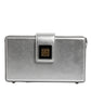 Metallic Silver DG BOX Leather Shoulder Strap Bag
