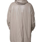 Beige Full Zip Hooded Long Sleeves Casual Coat Jacket