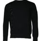 Black Nylon Logo Crew Neck Pullover Sweater