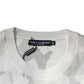 White Gray Camouflage Cotton Crew Neck T-shirt
