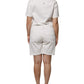 White Cotton Short Sleeves Button Down Romper Dress