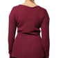 Maroon Jumper Keyhole Knit Pullover Sweater
