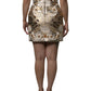 Gold Jacquard Embellished A-line Mini Skirt
