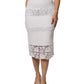 White Floral Lace High Waist Pencil Cut Skirt