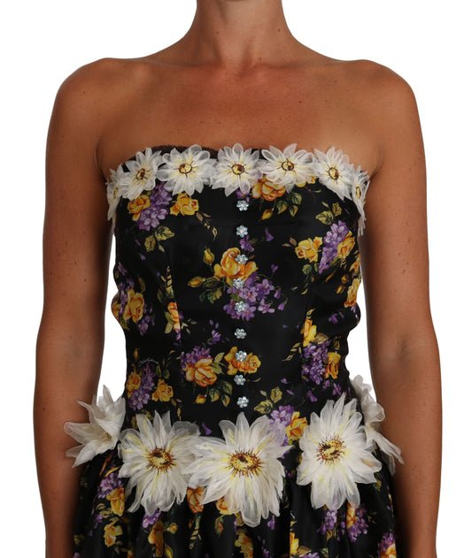 Elegant Floral Silk Maxi Dress with Embellishments