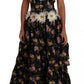 Elegant Floral Silk Maxi Dress with Embellishments