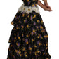 Elegant Floral Silk Maxi Dress with Embellishments