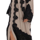 Elegant Beige Floral Lace Cape Kaftan Dress