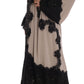Elegant Beige Floral Lace Cape Kaftan Dress