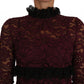 Luxurious Burgundy Floral Lace Dress
