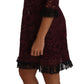 Luxurious Burgundy Floral Lace Dress
