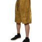 Brown Lambskin Suede Men Bermuda Shorts