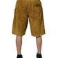 Brown Lambskin Suede Men Bermuda Shorts