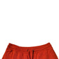 Red Cotton Blend Mid Waist Men Bermuda Shorts