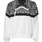 White Black Printed Cotton Sweatshirt Sweater