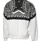 White Black Printed Cotton Sweatshirt Sweater