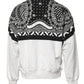 White Black Print Cotton Sweatshirt Sweater