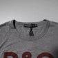 Gray Logo Print Cotton Crew Neck Men T-shirt