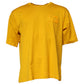 Dark Yellow Logo Cotton Men Crew Neck T-shirt