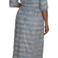 Elegant Light Blue Silver Fringe Midi Dress