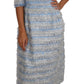Elegant Light Blue Silver Fringe Midi Dress