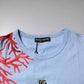 Light Blue Coral Cotton Men Crew Neck T-shirt