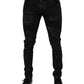Black Tattered Cotton Skinny Men Denim Jeans