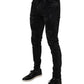 Black Tattered Cotton Skinny Men Denim Jeans