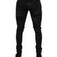 Black Tattered Cotton Skinny Men Denim Jeans