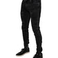 Black Tattered Cotton Skinny Men Denim Jeans