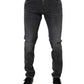 Dark Gray Washed Cotton Slim Fit Denim Jeans