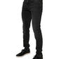 Black Cotton Stretch Skinny Men Denim Jeans