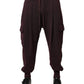 Dark Violet Cotton Cargo Jogger Pants