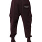 Dark Violet Cotton Cargo Jogger Pants