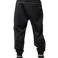 Black Polyester Logo Jogger Pants