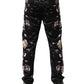 Black Floral Polyester Jogger Pants